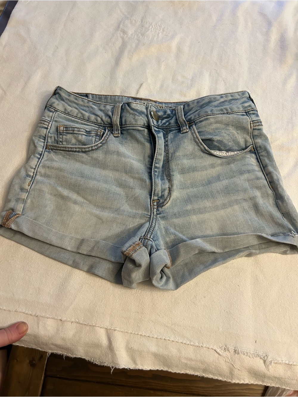 American Eagle Outfitters Light Blue High Waist Denim Shorts hi rise shortie